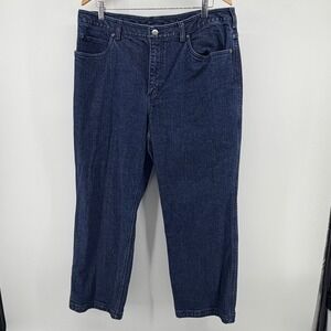Duluth Trading Co Flannel Plaid Lined Jeans Women's 16x29‎ Dark Wash Straight